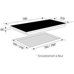Dessus verre noir pour table induction AIRLUX ATI83BK