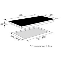 Dessus verre noir pour table induction AIRLUX ATI83BK
