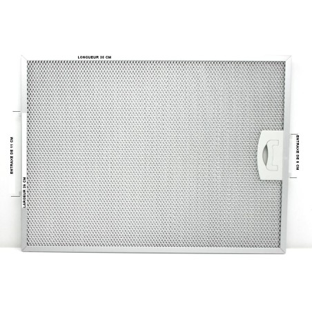 Filtre métallique a graisse pour les hottes AIRLUX et GLEM