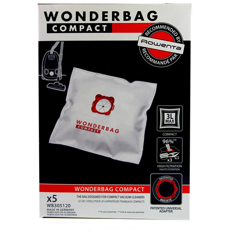 Sacs WONDERBAG WB305120 COMPACT pour aspirateur MOULINEX et ROWENTA Sacs WONDERBAG WB305120 COMPACT pour aspirateur MOULINEX et ROWENTA
