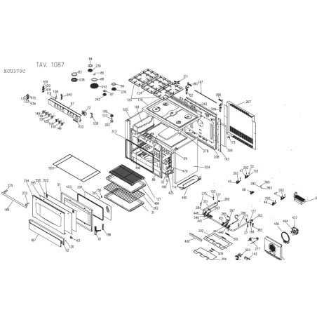 Grille en fonte Z04Q083 pour cuisiniere GLEM XCU370C, grille centrale