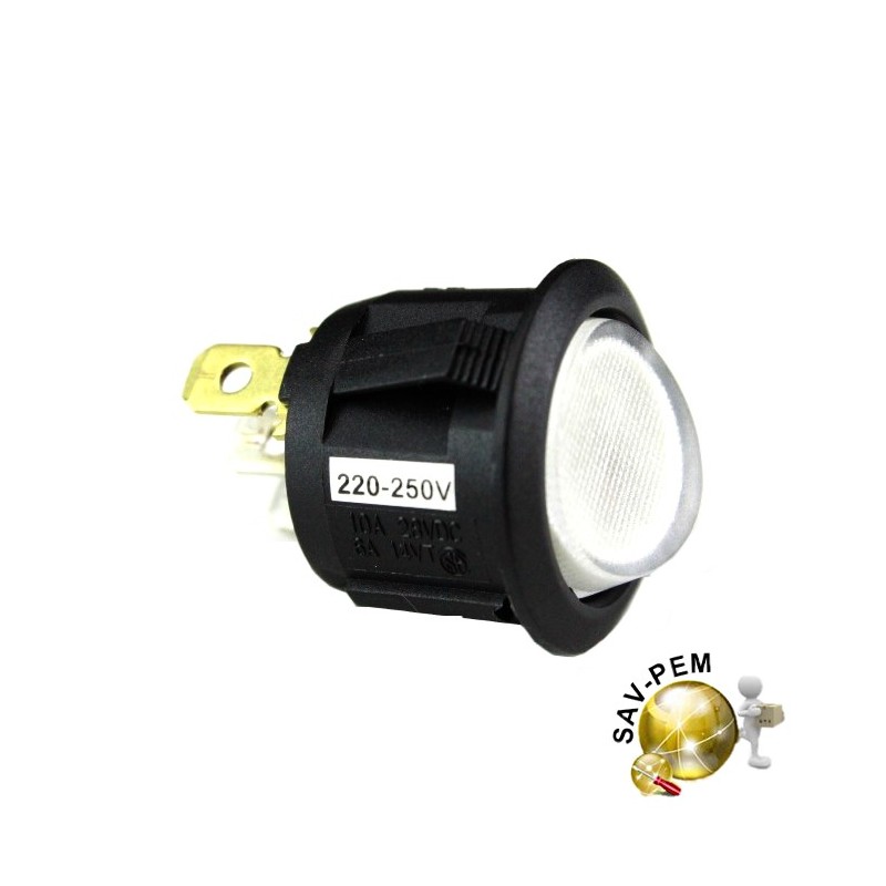 Interrupteur KW685018 rond 3 cosses avec lumière