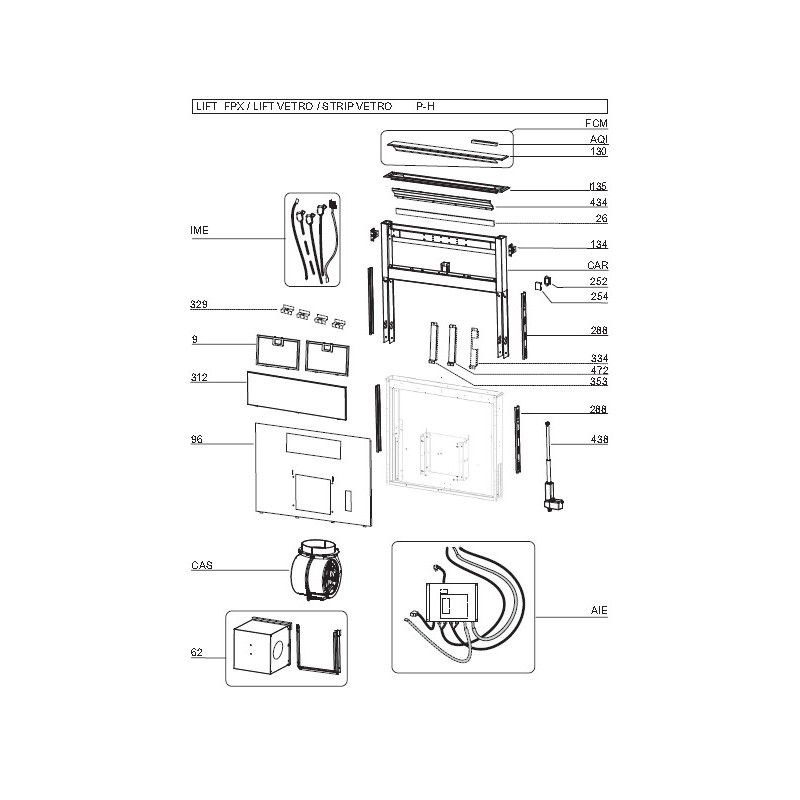 Dessus verre Z08093146 pour hotte AIRLUX AHV980BK