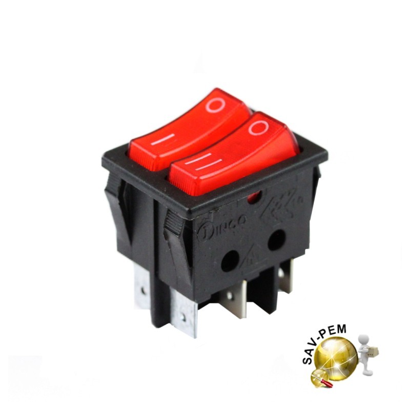 Interrupteur double, coloris rouge, 16A Interrupteur double, coloris rouge, 16A