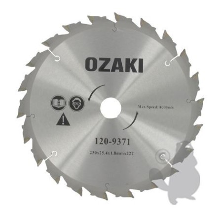 Lame carbure OZAKI 230 x 25.4mm pour débroussailleuse