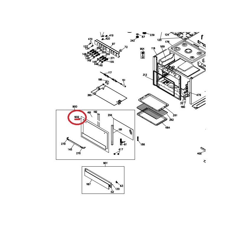 Vitre de façade Z57IA46 cuisinière AIRLUX CC902ETR3, CC902ETRN, CC902ETRN Vitre de façade Z57IA46 cuisinière AIRLUX CC902ETR3, CC902ETRN, CC902ETRN