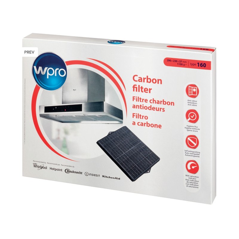 Filtre à charbon 484000008693 TYPE 160 rectangulaire 290 X 230 X 39 MM Filtre à charbon 484000008693 TYPE 160 rectangulaire 290 X 230 X 39 MM
