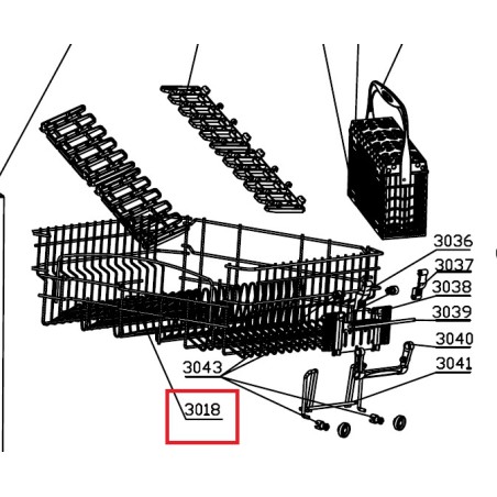 Panier SUPERIEUR pour le lave vaisselle GLEM XDI60, XDI61