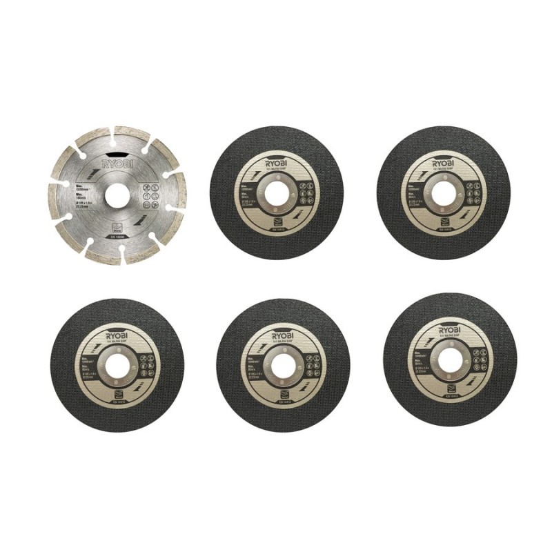 Kit 6 disques pour meuleuse diamètre 125mm Kit 6 disques pour meuleuse diamètre 125mm