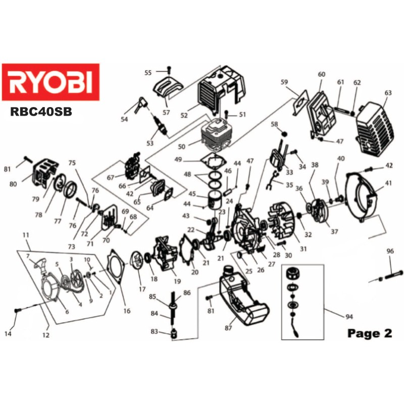 Couvercle boîte filtre à air débroussailleuse RYOBI RBC40SB Couvercle boîte filtre à air débroussailleuse RYOBI RBC40SB