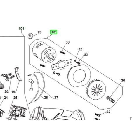Moteur complet rabot RYOBI One+ R18PL