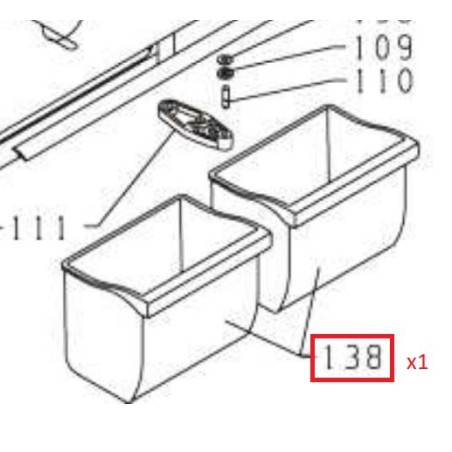 Bac à légumes Z133699 pour réfrigérateur AIRLUX ARI23DA, ARI29DA