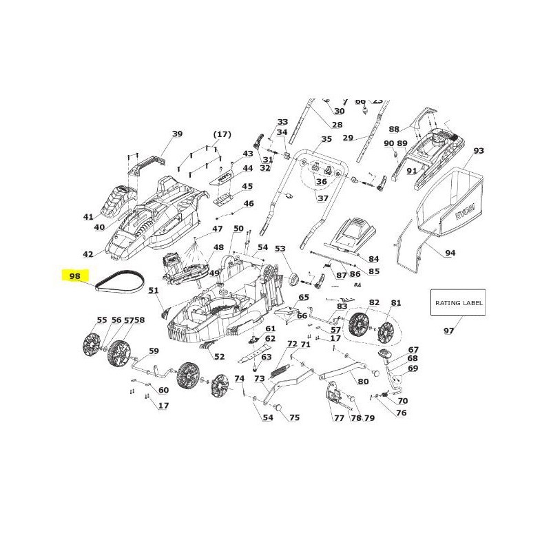 Courroie pour tondeuse RYOBI RLM16E36H Courroie pour tondeuse RYOBI RLM16E36H