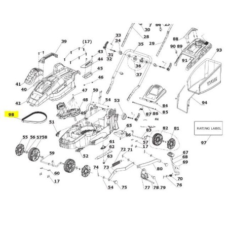 Courroie pour tondeuse RYOBI RLM16E36H