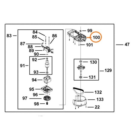 Chassis Moteur BLACK & DECKER 1004729-58 tondeuse LM2000-QS