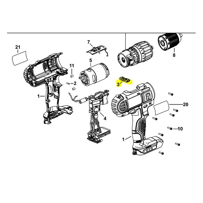Levier inverseur perceuse / visseuse DEWALT DCD733