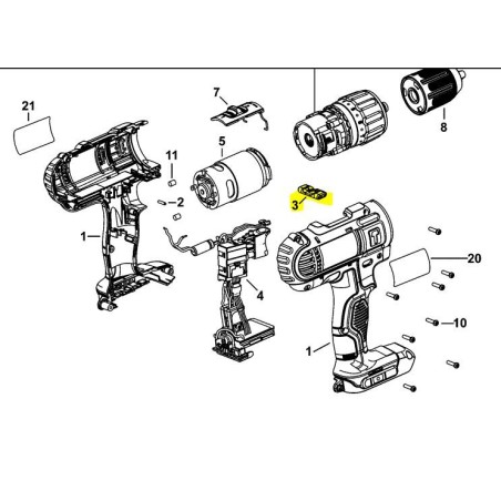 Levier inverseur perceuse / visseuse DEWALT DCD733