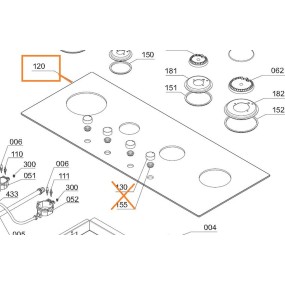 Dessus de verre Z201454 pour la plaque AIRLUX AV145HBK