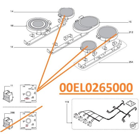 Commutateur de puissance Z00EL0265000 cuisinières GLEM AX96VCEIX, XCU92C