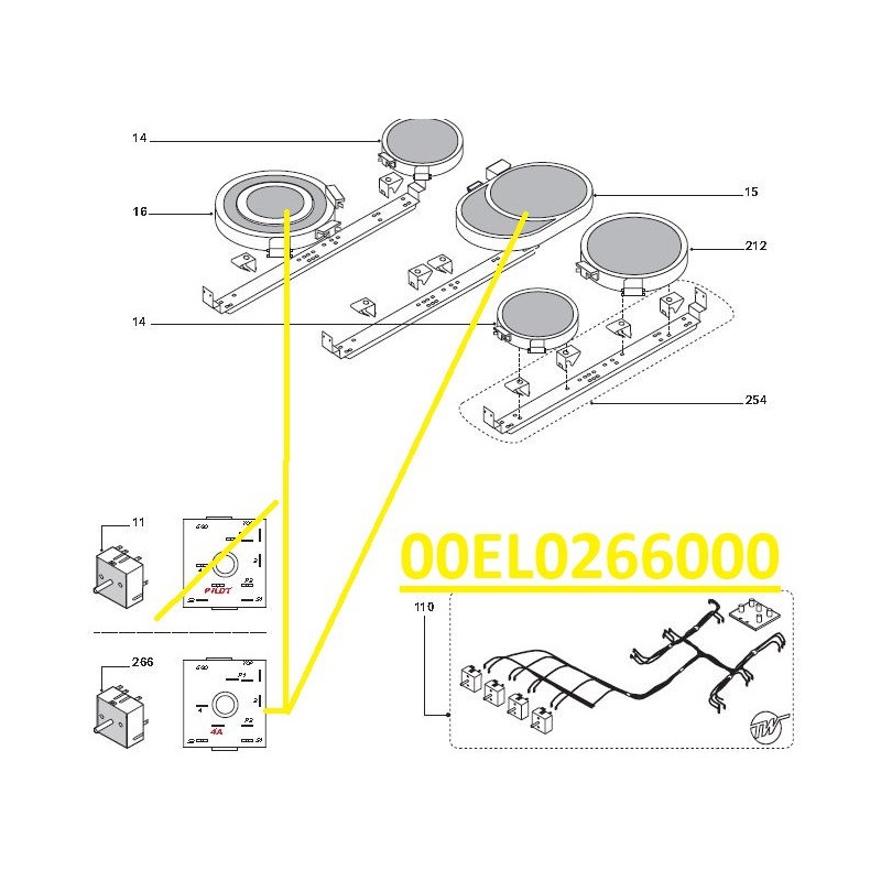 Commutateur de puissance Z00EL0266000 cuisinières GLEM AX96VCEIX, XCU92C Commutateur de puissance Z00EL0266000 cuisinières GLEM AX96VCEIX, XCU92C