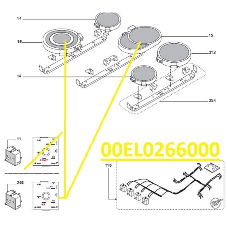 Commutateur de puissance Z00EL0266000 cuisinières GLEM AX96VCEIX, XCU92C