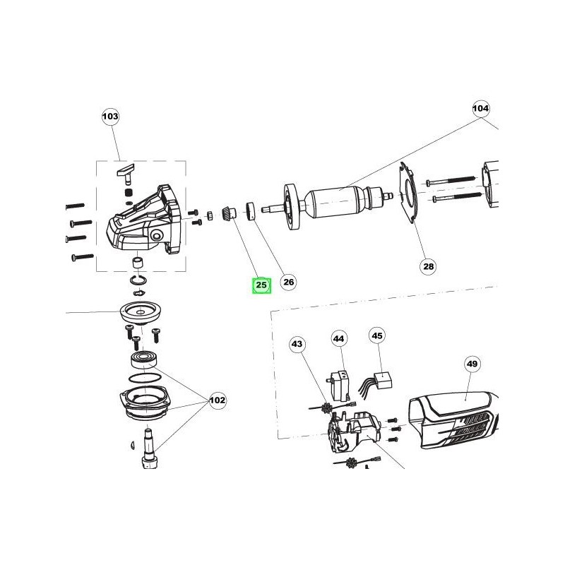 Engrenage sortie moteur meuleuse RYOBI RAG1010-125 Engrenage sortie moteur meuleuse RYOBI RAG1010-125
