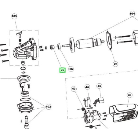 Engrenage sortie moteur meuleuse RYOBI RAG1010-125