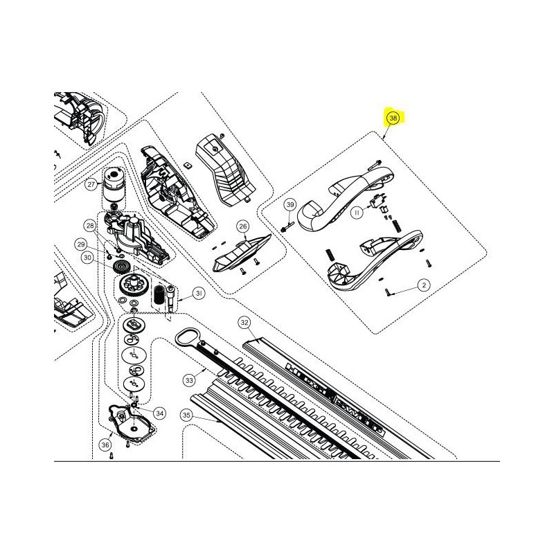 Poignée 5131035476 taille haies RYOBI OHT1851R - RHT1851R20S Poignée 5131035476 taille haies RYOBI OHT1851R - RHT1851R20S