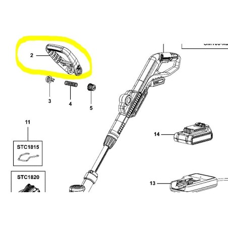 Poignée coupe bordure BLACK + DECKER STC1820 - STC1825CM