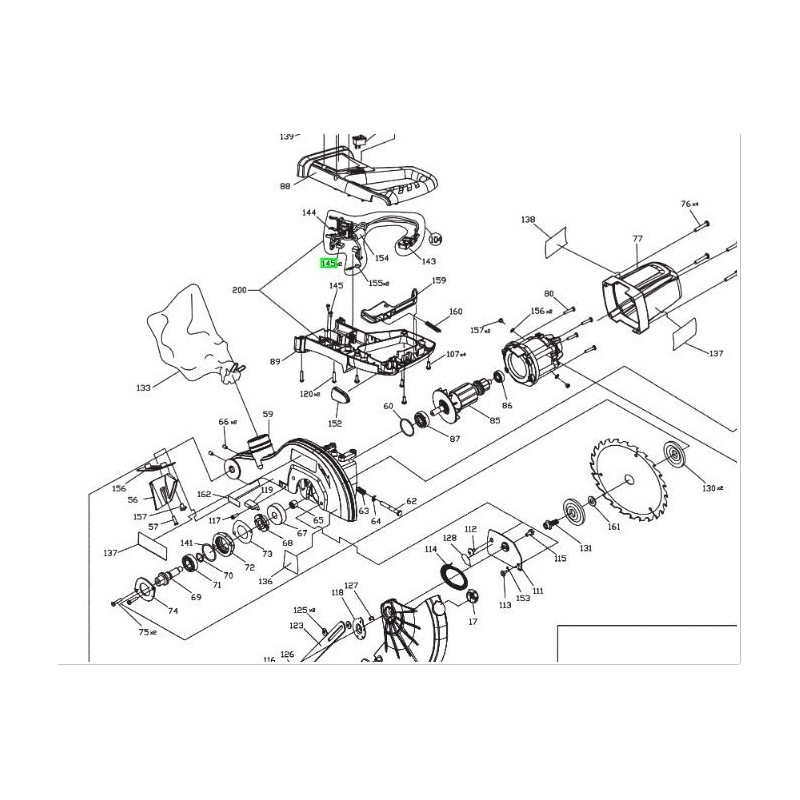 Charbon moteur scie à onglet RYOBI EMS190DCL Charbon moteur scie à onglet RYOBI EMS190DCL