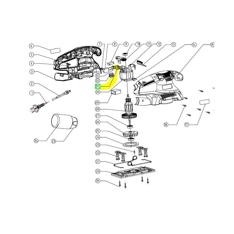 Interrupteur pour ponceuse RYOBI ESS2590V Interrupteur pour ponceuse RYOBI ESS2590V
