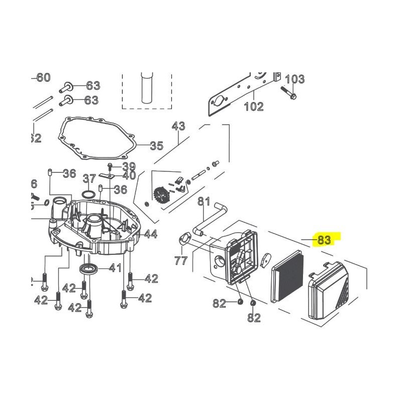 Filtre à air tondeuse à gazon RYOBI RLM46173SME Filtre à air tondeuse à gazon RYOBI RLM46173SME