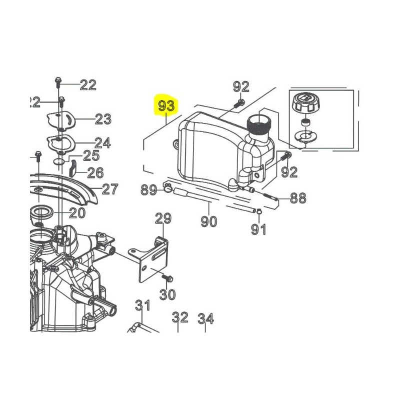 Réservoir pour tondeuse à gazon RYOBI RLM46173SME Réservoir pour tondeuse à gazon RYOBI RLM46173SME