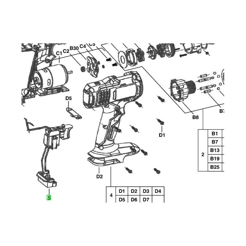 Interrupteur perceuses / visseuses AEG BS18G-LI / BS18GNC-142C Interrupteur perceuses / visseuses AEG BS18G-LI / BS18GNC-142C