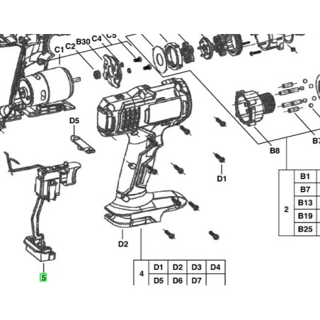 Interrupteur perceuses / visseuses AEG BS18G-LI / BS18GNC-142C