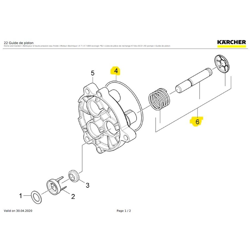 Piston avec ressort (non détaillé) pour Nettoyeur Haute Pression KARCHER k7.800