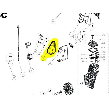 Échappement débroussailleuses RYOBI RBC430SBSB - RBC430SBD
