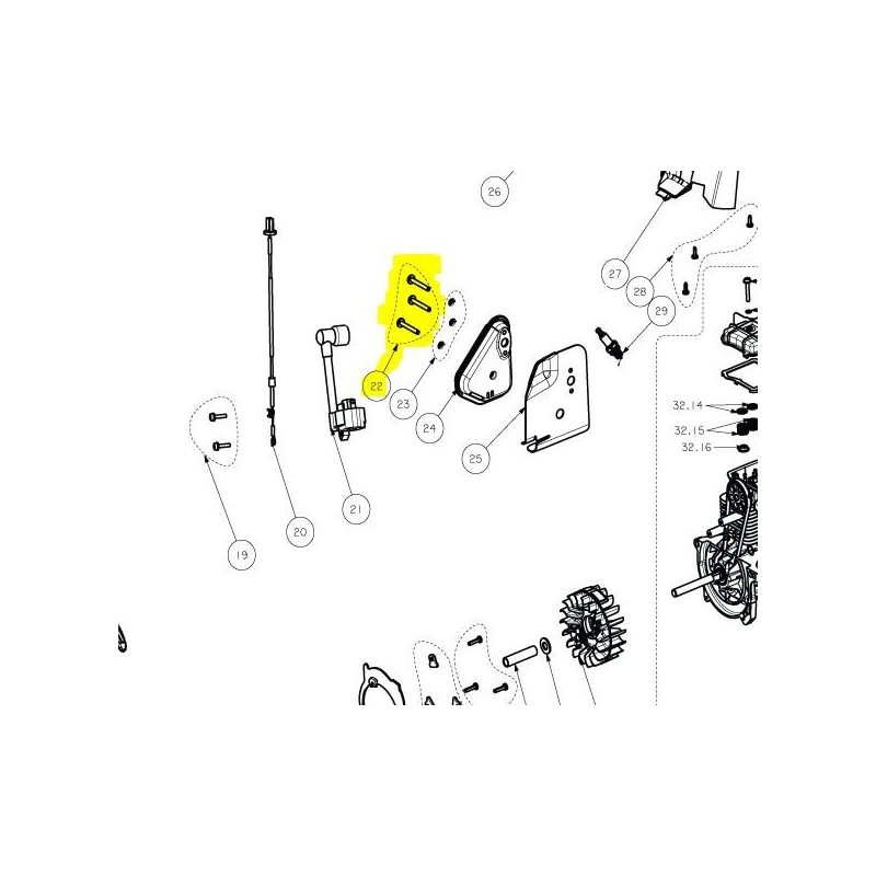 Vis du pot d'échappement débroussailleuses RYOBI RLT430CES Vis du pot d'échappement débroussailleuses RYOBI RLT430CES