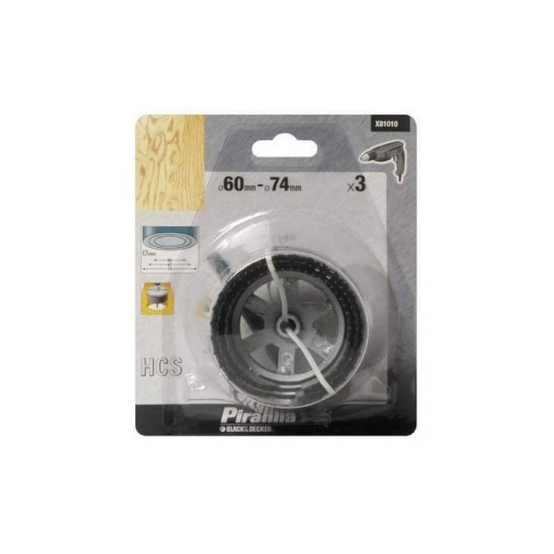 Kit 3 scies cloches HCS 60 à 74mm Kit 3 scies cloches HCS 60 à 74mm