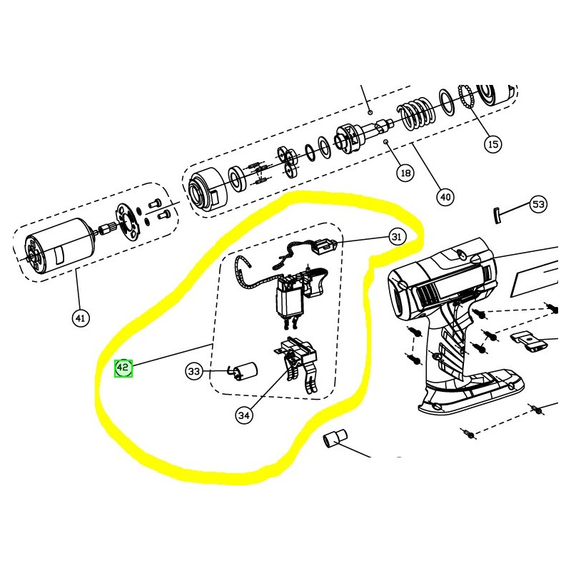 Interrupteur pour clé à choc RYOBI BIW180M - BIW180L13S Interrupteur pour clé à choc RYOBI BIW180M - BIW180L13S