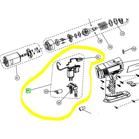 Interrupteur pour clé à choc RYOBI BIW180M - BIW180L13S