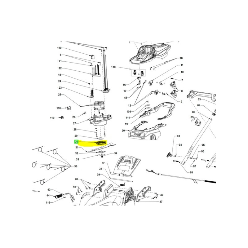 Turbine tondeuse à gazon RYOBI modèle RY18LMX40A Turbine tondeuse à gazon RYOBI modèle RY18LMX40A