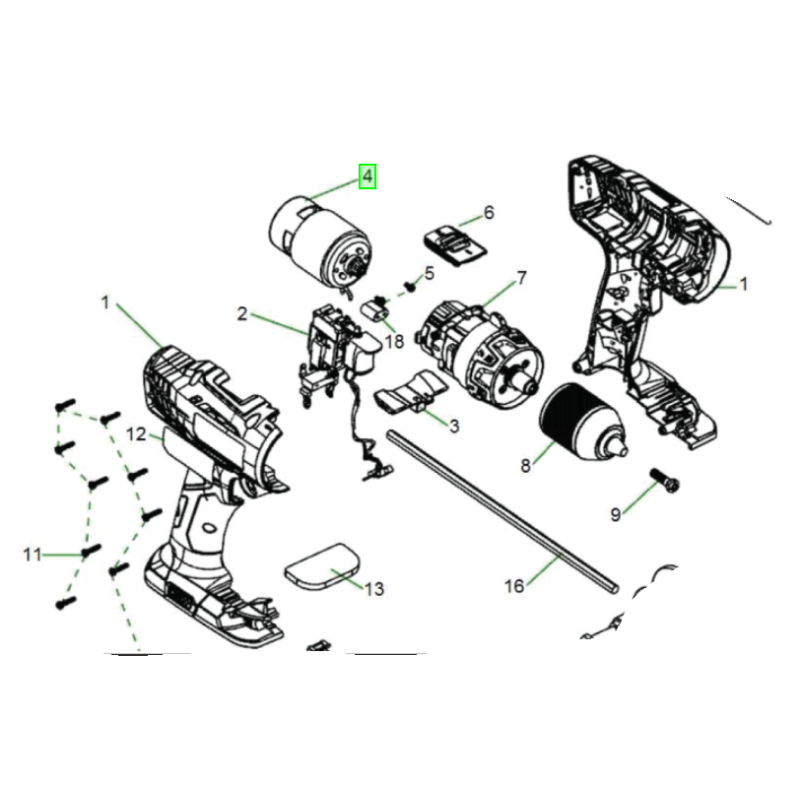Moteur pour perceuses sans fil RYOBI R18PD Moteur pour perceuses sans fil RYOBI R18PD