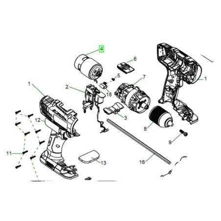 Moteur pour perceuses sans fil RYOBI R18PD - SAVPEM pièces détachées