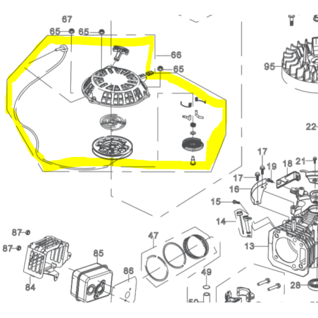 Lanceur pour tondeuse RYOBI modèle RLM46173SME  - 5131036728