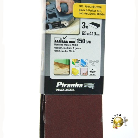 Bandes abrasives 65 X 410 GRAIN 60G pour ponceuse à bande