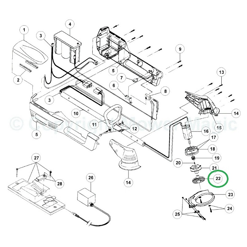 Couvercle 5131005876 coupe bordure RYOBI RBT60, RBT120, RBT125