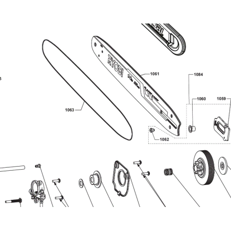 Guide 35cm pour tronçonneuses RYOBI RCS3835T - 5131037105