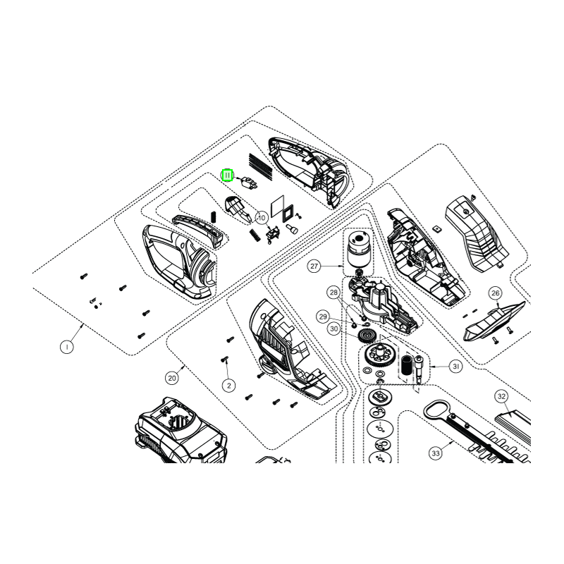 Interrupteur pour taille-haies RYOBI RHT1851R15 - RHT1851R25 Interrupteur pour taille-haies RYOBI RHT1851R15 - RHT1851R25