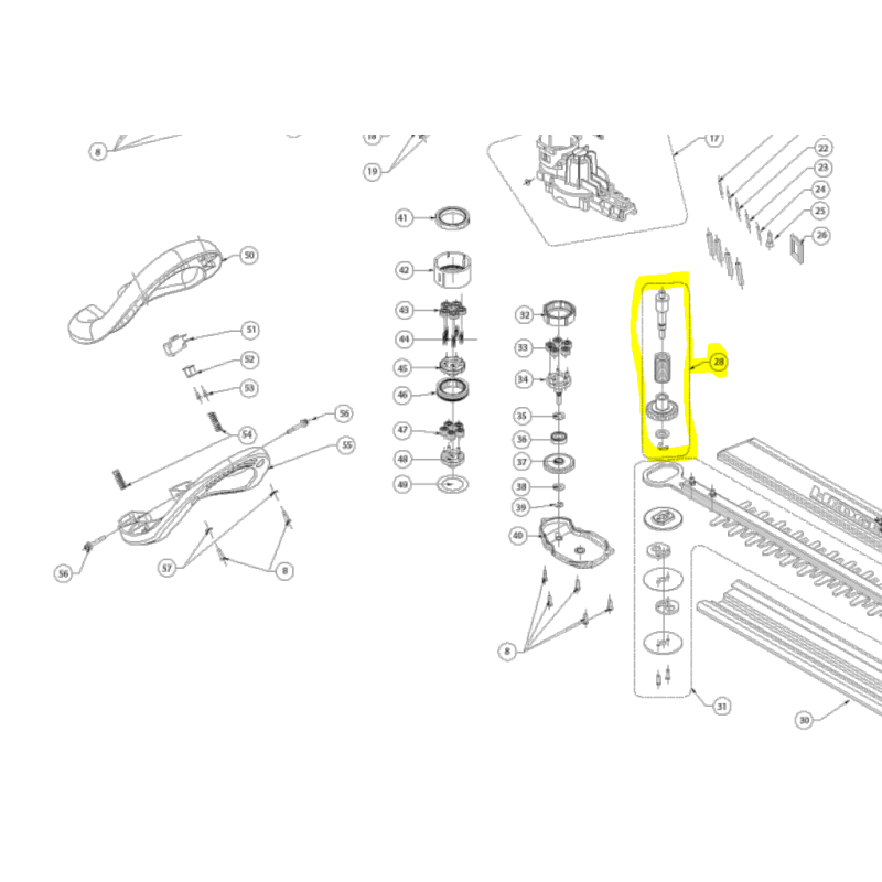 Arbre d'embrayage taille haie électrique RYOBI RHT36C60R26 / RHT36B60R Arbre d'embrayage taille haie électrique RYOBI RHT36C60R26 / RHT36B60R